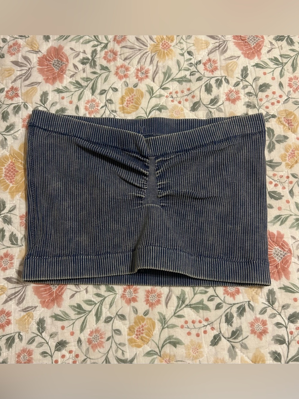 Better Be Navy Ribbed Bandeau Tube Crop Top NWT!